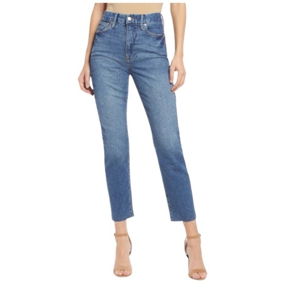 GOOD AMERICAN Denim - GOOD AMERICAN WOMAN’S GOOD CLASSIC RAW HEM HIGH RISE NWT BLUE JEAN SZ 26